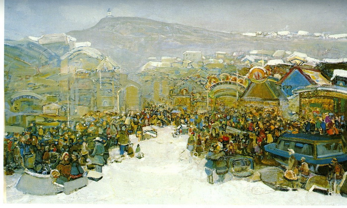 «Красноярск. 1977 год. Ярморочные дни». 1978г. Холст, масло.